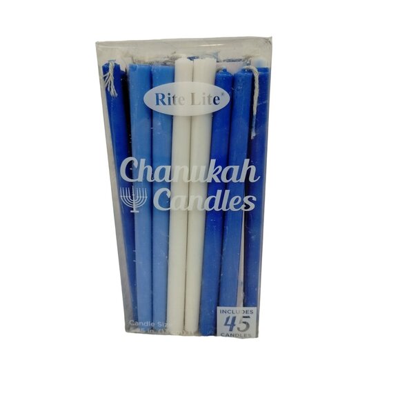 Rite Lite Chanukah Candles 45 Pieces Blue and White Fits Most Menorahs Hanukkah - Picture 2 of 8